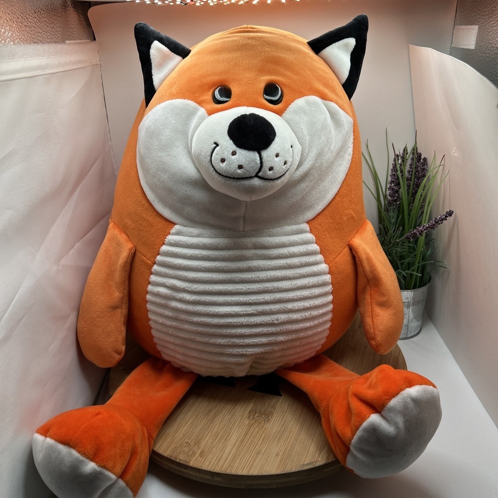 HugFun Flip Eye Fox Large 20" Squishy Plush Stuffie Clean! Pet/Smoke Free Home